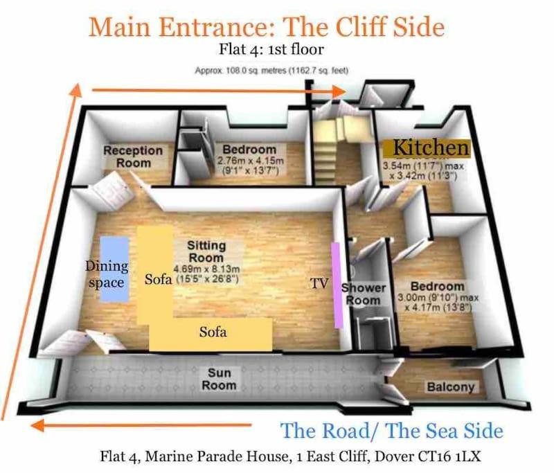 Flat 4 Marine Parade House, 1 East Cliff- Next To Dover Port, White Cliffs, Beach, Castle Экстерьер фото